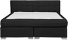 Boxspringbett Polsterbezug Schwarz 160x200 cm Mit Taschenfederkernmatratzen Leinenoptik Quadratischen Steppnähte Hohe Kopfteil Elegant Klassisch Bild 4