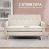 HOMCOM 2-Sitzer Polstersofa im Modern-Stil mit Holzbeine, Samtoptik, Doppelsofa 1 Teile, für Schlafzimmer, Wohnzimmer, Beige Bild 3