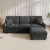 Flieks Sofa Ecksofa mit 1 Fußhocker, 1 USB-Anschluss und 1 Type-C-Anschluss, Maße: B223×H84×T146 cm, 3 Sitzer L-Form Couch mit 2 Kissen & Schlaffunktion, Chenille und Cord Bild 2