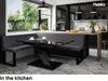 MEBLINI Eckbank für Esszimmer mit ausziehbarem Tisch - Küchenbank - Essecke - Sitzecke Küche - PETER - U-Beine 142x196x87cm Links - Grau Kunstleder/B Weiß Matt Bild 2