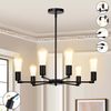 LMaxhome Deckenleuchte LED Deckenleuchten 6 Flammig E27 Modern Kronleuchter für Schlafzimmer, Schwarz 6-Licht(ohne Glühbirnen), ohne Leuchtmittel, mit 180° drehbarer Lampenschale, Pendelleuchte Deckenlampe Wohnzimmer Bild 5