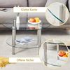 Couchtisch mit 2 Glasplatten, rund, Ø 70 cm, silberfarben/transparent Bild 3