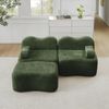 Modulares 2-Sitzer Sofa mit Ottoman, Samt, Wellenform, 192 x 167 x 70 cm, grün Bild 3