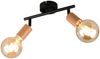 Deckenstrahler LAMEGO 2-flammig aus Metall in Schwarz & Holzoptik, Breite 35cm Bild 2