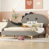 PU Cartoon Dinosaurier Flach-Kinderbett 90x200 cm, Grau, Einzel-Flachbett ohne Matratze Bild 4