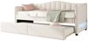 TavilaEcon Daybett Tagesbett mit ausziehbares Rollbett, 90x200cm, Leinen, LED-Beleuchtung auf beiden Seiten, Gepolsterte Rückenlehne, Beige Bild 5
