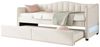 TavilaEcon Daybett Tagesbett mit ausziehbares Rollbett, 90x200cm, Leinen, LED-Beleuchtung auf beiden Seiten, Gepolsterte Rückenlehne, Beige Bild 4