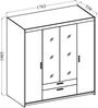 AX LIVING Storicos Kleiderschrank mit Spiegel Sonoma Eiche 4T 176,3 cm Bild 5