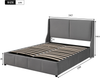 Merax Doppelbett, Polsterbett, mit Kopfteil, hydraulisch verstellbar, 140 x 190 cm, grau Bild 4