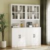 VOWNER Bücherregal mit Glastüren, offenem Fach & Arbeitsplatte – 5 Ebenen Hochschrank, 2-tlg, Vitrinenschrank Buffetschrank Standregal für Wohnzimmer & Büro Bild 3