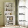 VOWNER Bücherregal mit Glastüren, offenem Fach & Arbeitsplatte – 5 Ebenen Hochschrank, 2-tlg, Vitrinenschrank Buffetschrank Standregal für Wohnzimmer & Büro Bild 4