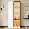 Merax Vitrine, Multifunktionsschrank, Bücherregal und Vitrine mit Türen aus gehärtetem Glas, mit 1 Tür, 1 seitliche Schublade, mit Rollen und LED-Beleuchtung, Weiß, 160 x 40 x 70 cm Bild 2