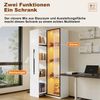 Merax Vitrine, Multifunktionsschrank, Bücherregal und Vitrine mit Türen aus gehärtetem Glas, mit 1 Tür, 1 seitliche Schublade, mit Rollen und LED-Beleuchtung, Weiß, 160 x 40 x 70 cm Bild 3