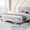 Home Collective Polsterbett 140x200 160x200 & 180x200 cm mit Lattenrost und weichem Bezug (Bettgestell Doppelbett mit gepolstertem Kopfteil, robustes Gestell, hoher Liegekomfort), vertikaler Steppung, 140x200 cm, Beige Bild 3