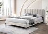 Home Collective Polsterbett 140x200 160x200 & 180x200 cm mit Lattenrost und weichem Bezug (Bettgestell Doppelbett mit gepolstertem Kopfteil, robustes Gestell, hoher Liegekomfort), vertikaler Steppung, 140x200 cm, Beige Bild 2