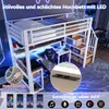Hochbett mit RGB LED-Streifen, Schreibtisch, Regal, Lattenrost, Treppe, Rausfallschutz, Steckdosen und USB, 90x200cm, Metallbett, Kinderbett Bild 4