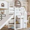 Etagenbett Kinderbett 90x200 mit Rutsche, Treppe und Fensterdesign, Hochbett mit Stauraum, Kiefer Holzgestell, weiß Bild 4