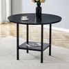 Esstisch 100x100x77 cm, rund, mit Stauraumablage aus MDF und Metall in Schwarz Bild 2