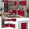 Eckküche R-Line Rot Hochglanz/Weiß 247 x 60 cm , AP Anthrazit Vicco Bild 2