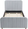 Vente-unique - ROGADI Bett SamtStoff Grau - B 201 cm x H 80 cm x L 97 cm Bild 4