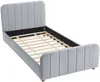 Vente-unique - ROGADI Bett SamtStoff Grau - B 201 cm x H 80 cm x L 97 cm Bild 3