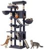 FEANDREA Kratzbaum XXL für Große Katzen mit 7 Ruhezonen und Sisal 55 x 45 x 205 cm Dunkelgrau Bild 2