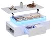 KLAM HOME Couchtisch Höhenverstellbarer Couchtisch Mit LED Beleuchtung Und Schublade (Multifunktionaler Kaffeetisch Mit Hydraulik Hub Und Stauraum), Modernes Wohnzimmer Beistelltisch In Weiß Hochglanz Für Büro Und Party Bild 4