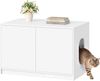 Katzenklo Schrank, Versteckte Katzentoilette Möbel, Katzenschrank mit Drucktüren und Belüftungslöchern, Minimalistisches Katzenhaus, Wohnzimmer, 80 x 50 x 51,5 cm, Weiß Bild 2