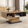 Moderner Couchtisch 100x50x46,5 cm, Eiche/Grau mit doppelseitigem Stauraum & Innenfach Bild 5
