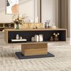 Moderner Couchtisch 100x50x46,5 cm, Eiche/Grau mit doppelseitigem Stauraum & Innenfach Bild 4