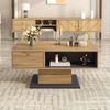 Moderner Couchtisch 100x50x46,5 cm, Eiche/Grau mit doppelseitigem Stauraum & Innenfach Bild 2