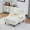 Relaxsessel mit Sitzfläche 91x100x42,5 cm, Beige, Chenille, breite Polsterung und Massivholzbeinen Bild 2