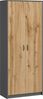 Home Collective Mehrzweckschrank Kleiderschrank Regal 74cm breit 180cm hoch Aktenschrank mit sechs Einlegeböden und Extra-Fach, in Anthrazit mit Eichefarben Bild 3