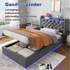 STILVORA Polsterbett 90×200 mit Matratze & bettkasten,Funktionbett Jugenbett mit Steckdose (Hochdichter Lattenrost, Metall-Querstrebe,Gepolstertes Kopfteil, Modernes Design Jugendbett mit Klappbares Kopfteil, Zugband-Hebesystem), Stauraumbett mit Steck... Bild 4
