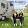 Faltstuhl 120 x 57 x 95 cm für 2 Personen mit Seitentaschen – klappbarer Campingstuhl in Grau Bild 5