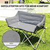 Faltstuhl 120 x 57 x 95 cm für 2 Personen mit Seitentaschen – klappbarer Campingstuhl in Grau Bild 4
