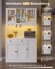 MSMASK Küchenbuffet Küchenschrank Sideboard mit LED, Arbeitsplatte,Schubladen Verstellbaren Ablagen, Großer Stauraum, Weiß, 180cm hoch Bild 2