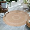 SIMPEX24 Outdoorteppich Vintage Design, Rund, Höhe: 5 mm, Runder Teppich Vintage Design Naturfarben für Terrassen Küchen Balkon Bild 5