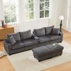 Merax 334cm U-förmiges Sofa mit 2 Hockern, Leselampe, Klappablage, Getränkehalter & USB/Type-C, Beidseitige Armlehnen mit dekorativer LED-Beleuchtung, Corduroy, Grau Bild 2