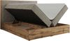 Doppelbett, Boxspringbett mit Bettkästen, Multipocket-Matratze und Topper, Set mit Kopfteil, Eiche Wotan Holzrahmen - WOOD CLASSIC - 160 x 200 cm - Dunkelbeige Struktur - H4 Bild 5