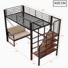 Merax Hochbett, Etagenbett (90 x 200 cm ) Jugendbett, Kinderbett mit stabilem Metallrahmen, Hochbett mit abnehmbarem Polstersofa, Stauraum und Sicherheitstreppe, Schwarz Bild 4