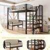 Merax Hochbett, Etagenbett (90 x 200 cm ) Jugendbett, Kinderbett mit stabilem Metallrahmen, Hochbett mit abnehmbarem Polstersofa, Stauraum und Sicherheitstreppe, Schwarz Bild 5