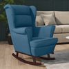 vidaXL Schaukelstuhl Ohrensessel Blau Samt und Massivholz 329362 Bild 1
