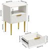 JEOBEST Nachttisch Nachtschrank Beistelltisch mit 1 Schublade und 1 Offenem Fach, Nachtkommode für Schlafzimmer/Wohnzimmer, Goldenen Metallbeinen Bild 3