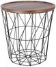 Design Beistelltisch - Metall Korb mit Holz Deckel - dekorativer Sofatisch inkl. Korbablage Bild 1