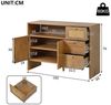 Celya Sideboard Küchenschrank, Buffetschrank mit 2 Türen und 3 Schubladen (Schubladenschrank mit Rattan und Goldgriffen, 105 x 40 x 76 cm), ideal für Wohn-, Ess- oder Küchenbereiche Bild 2