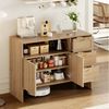 Celya Sideboard Küchenschrank, Buffetschrank mit 2 Türen und 3 Schubladen (Schubladenschrank mit Rattan und Goldgriffen, 105 x 40 x 76 cm), ideal für Wohn-, Ess- oder Küchenbereiche Bild 3