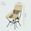 SONGMICS Campingstuhl klappbar mit verstellbarer Höhe, Stahlrahmen, Kopfstütze, hoher Rückenlehne, 2 Taschen, Outdoor, beige Bild 5