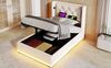 Polsterbett 90x200 cm in Beige mit USB-Ladefunktion und hydraulischem Stauraum (Mit Matratze) Bild 5