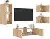 4-tlg. Wohnwand, Schrankwand mit LED-Leuchten Sonoma-Eiche Bild 4